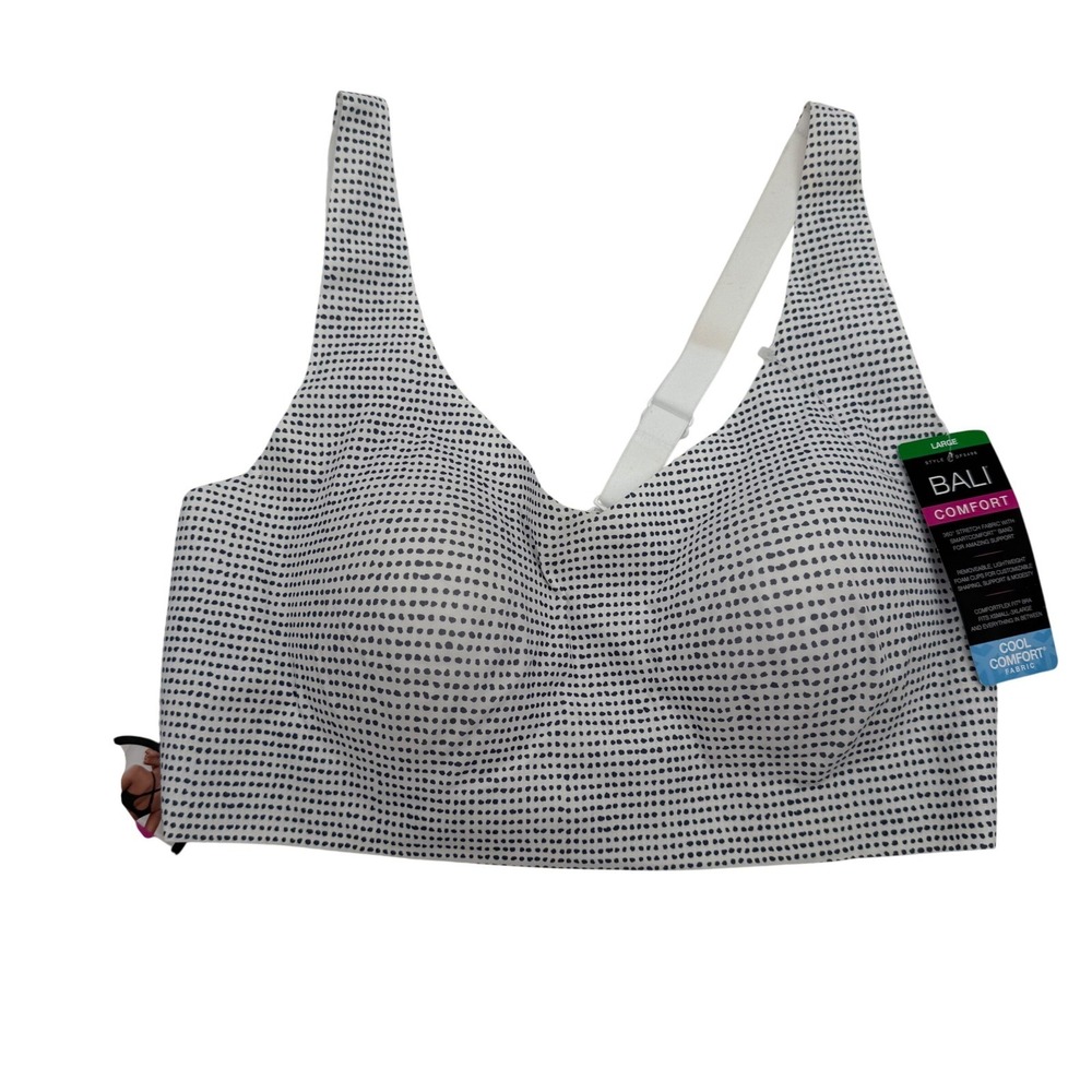 Bali‎ Comfort Revolution Wire-Free Bra Removable Pads Lightweight White Large